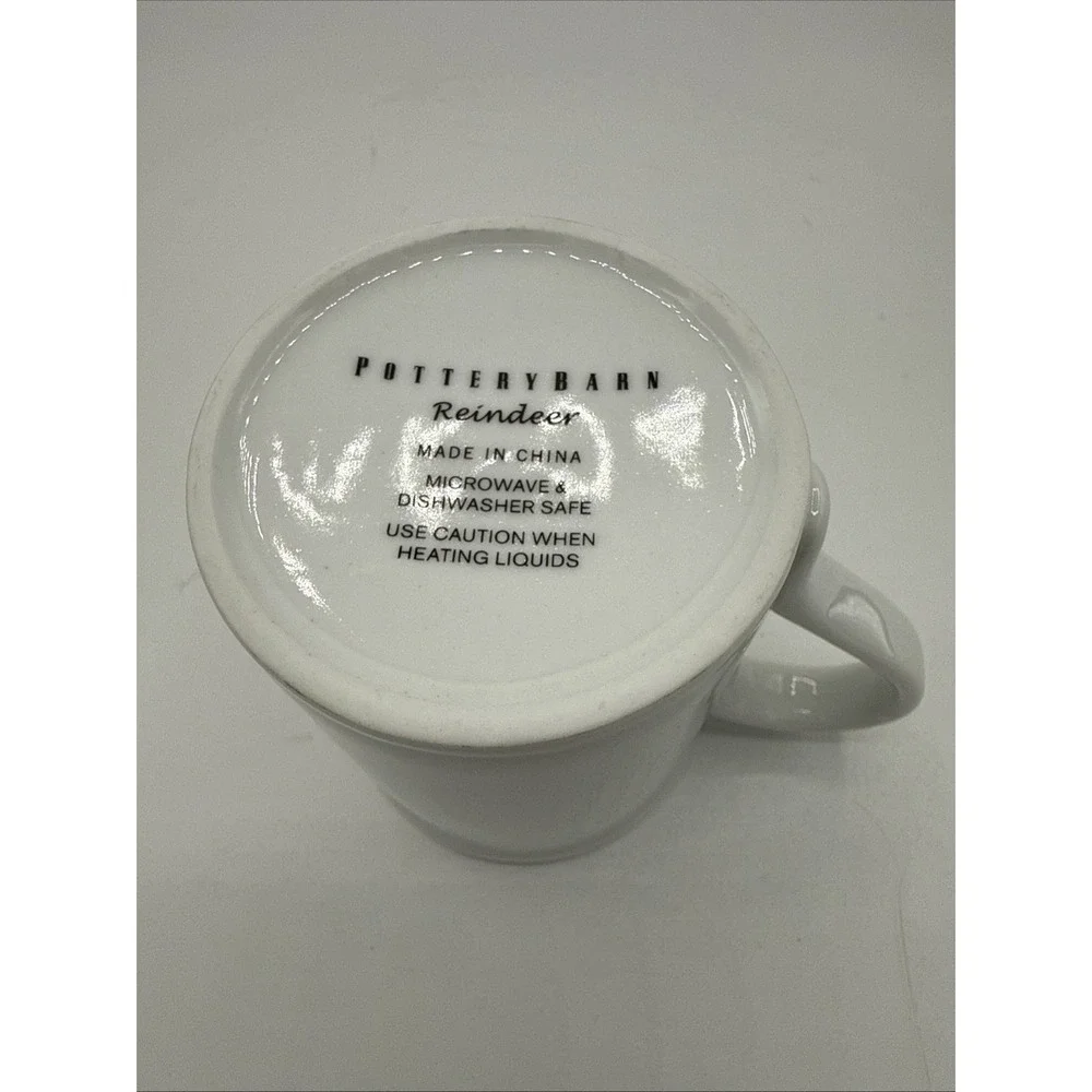 Pottery Barn Santa's Reindeer Mug PRANCER YOGA Porcelain EUC
